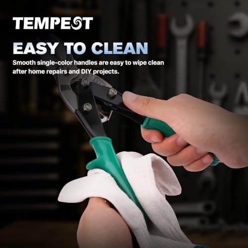 TEMPEST 3 Piece Aviation Snip Set, 10 Inch Metal Shears with Classic Sleeve Handles & Cr-V Serrated Blades for Straight, Left & Right Cuts, for Sheet Metal, Gutters, HVAC & Home DIY by Tempest - Used condition - Image 8