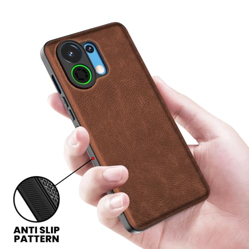 Image of Kapa Tux Leather Back Cover for Oppo K13 Turbo / K13 Turbo Pro | Slim Shockproof Camera Protection Bumper Case (Brown)
