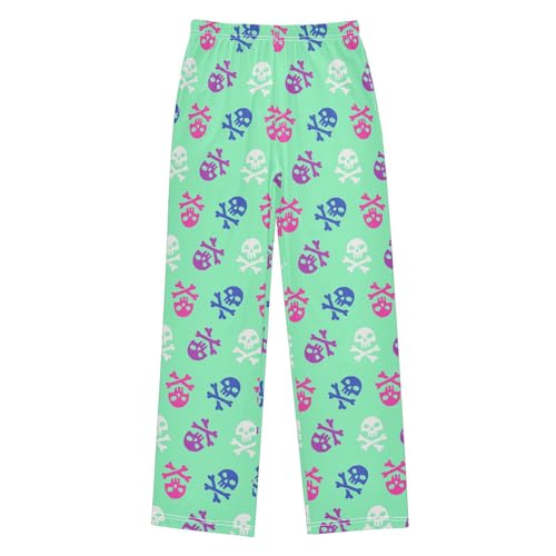 ZZXXB Colorful Pirate Skulls Boys Long Pants Soft Trousers Elastic Waist Kids Lounge Bottoms with Pockets S-XL