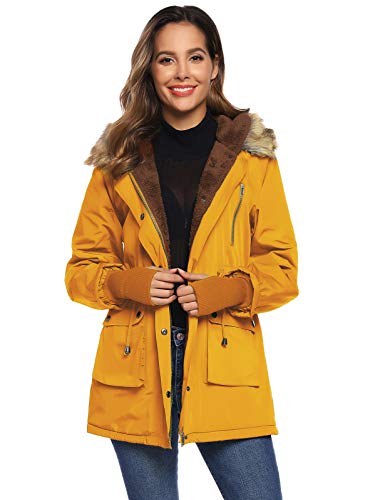 Grace Karin Womens Hooded Warm Winter Thicken Fleece Lined Parkas Long Coats Plus Yellow Xxl #TOP3
