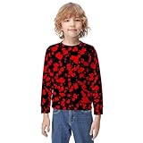 MZERSE Soft Kids Crew Neck Pullover Horror Red Blood Splatter Black, Long Sleeve Sweatshirt for All Seasons, 8-10Y