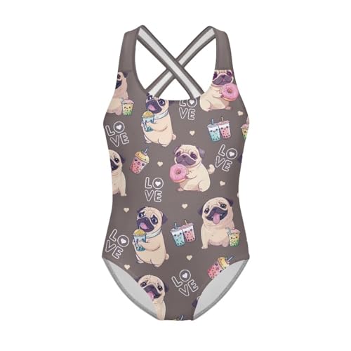 Jeiento Cartoon Kids One Piece Swimsuit for Little Girl Cross Back Beach Bathing Suit Quick Dry Swimming Wear Leotards