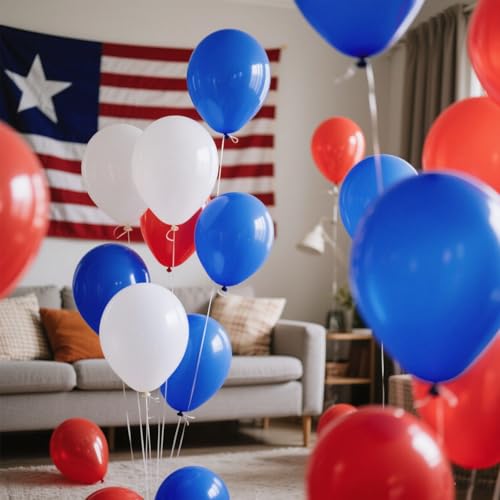 Image of Blue Balloons Blue Party Decorations 100 Pack 12 inch Round Royal Blue Balloons for Birthday Graduation Baseball Nautical 4th of July Independence Memorial Day Patriotic Party Decorations