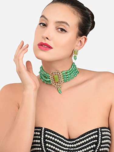 Kundan Choker Necklace & Earring Set For Women