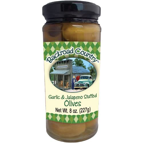 Backroad Country Garlic & Jalapeno Stuffed Olives 5oz (Pack of 2) Everything Else