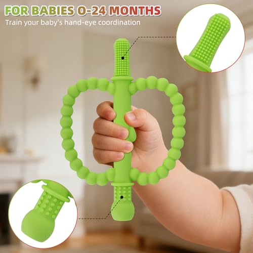 Image of Fu Store Hollow Teether Tube 2 Pack Apple Shape Chew Straw Sensory Toy for Infant Toddlers Silicone Tubes Teething Toys for Babies 0-6 0-12 0-36 Months Gifts Teething Relief Soothing Gums