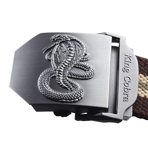 LKMY Mens Belt Nylon Canvas Breathable Military Tactical Men Waist Belt Snake Cobra Buckle with Jeans Strap Casual (black)4