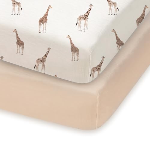 Image of Pack and Play Sheets Fitted 2 Pack, 38x26 Graco Pack n Play Sheets for Playard & Travel Crib Mattress, Ultra Soft Jersey Knit, Breathable Stretchy Deep Pocket, Compatible with Mini Cribs