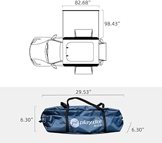 TentHome Tenda da Tetto Auto Campeggio 3-4 Posti Gonfiabile, Tenda sul Tetto Auto Facile Installazione, Tenda sopra Tetto Auto Impermeabile in Cotone Poliestere con Lucernario (Con Veranda)
