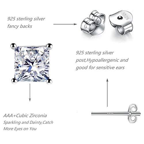 4 Pairs 925 Sterling Silver Square Stud Earrings for Women Men 4 5 6 7mm by RoseJeopal - Used condition - Image 2