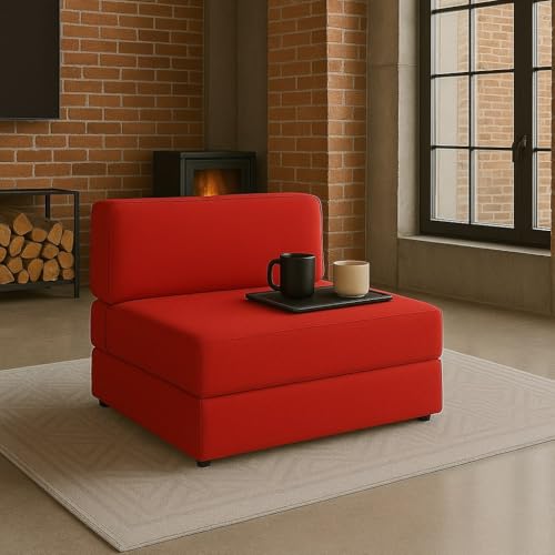 Image of PUM PUM 2 Seater EPE Foam Sofa Cum Bed in Velvet Fabric with Washable Cover | Foldable Couch & Bed | Size 3 x 6 Ft | Perfect for Home, Living Room & Office Guests,Maroon