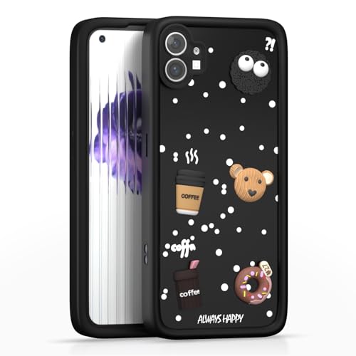Image of Outlouders Back Cover for Nothing Phone 1 | 3D Cartoon Bear Cute Fun Silicone Full Body Protection Bumper Case (Black)