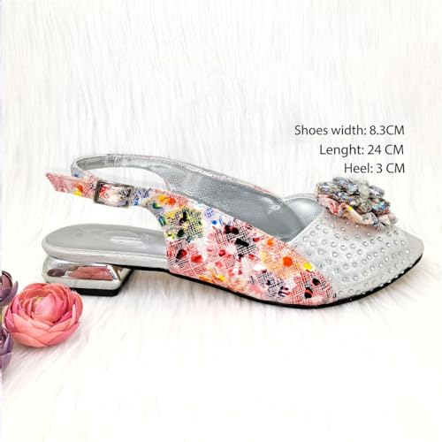 Fjnbbiot Stitching Decoration Women's Bag with Nigerian African Women Rhinestone Decoration Heels Shoes4