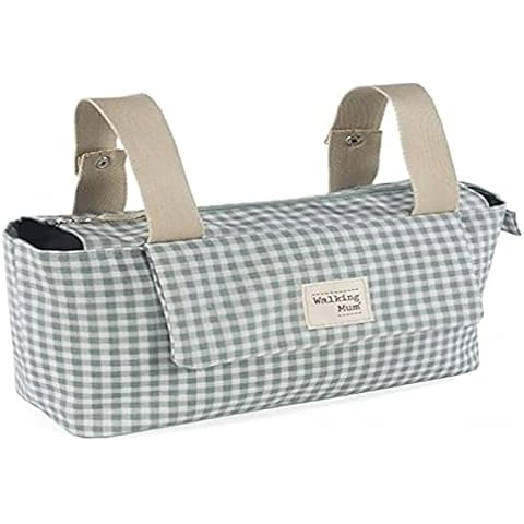 Walking Mum. I Love Vichy Bag Maternity Stroller Bag Short Handles to Attach to Cart Green Measures 31X17X12 cm Cover