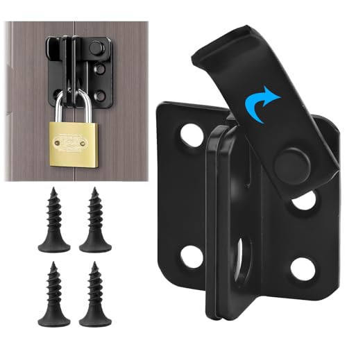 ZMDMAH Cerrojo Puerta Corredera Pestillo puerta Interior con cerradura de acero inoxidable, pequeño cerrojo con candado, agujero para puerta, ventana, valla (Negro, abierto hacia la derecha, 40 mm)