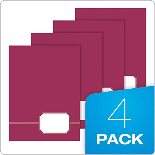 Oxford Monogram Executive Twin Pocket Folders, Letter Size, Burgundy With Gold Foil Trim, 4 Pack (04165), Burgundy/Gold #TOP4