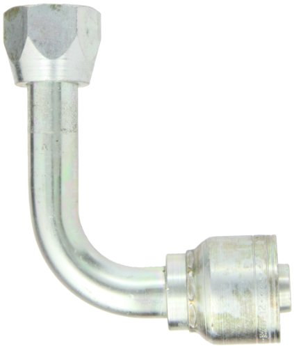 Image of Aeroquip 1AA12FJC12 Carbon Steel Global TTC (Thru the Cover) Crimp Hose Fitting Female JIC Swivel, 90 Degree Long Drop Elbow, 3 /4 inch Hose ID, 1-1 /16 inch - 12 Thread