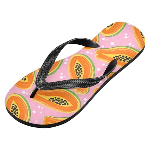 Papaya Orange Pink Flip Flops for Beach Thong Sandals Anti-slip Lightweight Beach Shoes for Summer Travel Swim2