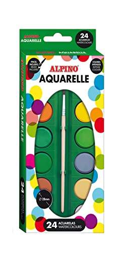 Alpino Set De 36 Acuarelas Color Experience | 36 Acuarelas De Colores | Incluye Pinceles Y Esponja, Lápiz De Grafito, Goma, Sacapuntas Y Un Set De Papel De Acuarela | Caja De Acuarelas