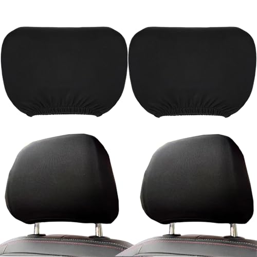2 Pcs Headrest Covers for Cars Seat Universal Washable, Car Interior Seat Accessories Stuff Protector Dirt-Proof Wear-resistant Soft Fit for Most Car, Head Rest Cover for Car Van SUV Truck Taxi Black