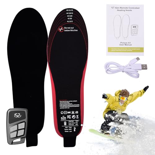 Plantillas Calefactables para Zapatos 3500Mah - Calentadores De Pies con Energía Duradera,con Control Remoto 3 Modos Calentador Ajustable para Motociclismo Esquí Viajes Camping Ciclismo Aire Libre