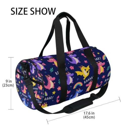 Bolsa de lona unisex con compartimento interno y estampado de dragón para entrenar 4