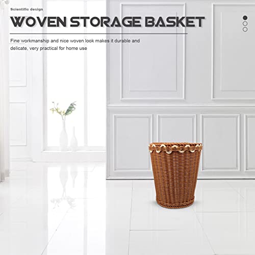 Image of Alipis Waste Basket Woven Trash Can Natural Seagrass Garbage Bin Container Round Wicker Laundry Hamper Rubbish Pail Without lid for Bathroom Offices