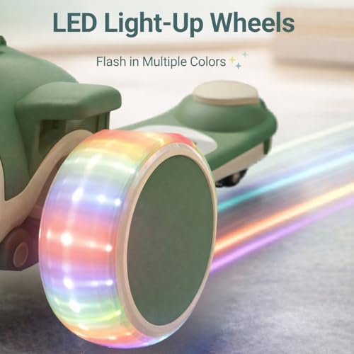 Image of 2-in-1 Modernistic Kick Scooter for 3-10 Years Old Kids | 3-Level Height Adjustable Handlebar | Music & PU LED Flashing Wheels | Foldable and Lightweight (KS-213 Forest Green)