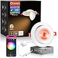 Lumary Smart 4 Inch Gimbal LED Recessed Light - Eyeball Color Changing Soffit Lights with Junction Box, Canless Recessed Lighting, Work with Alexa/Google Assistant ETL Certified
