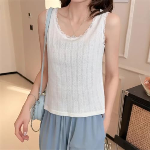 Chaleco de encaje sin mangas playera casual interior exterior de mujer 2