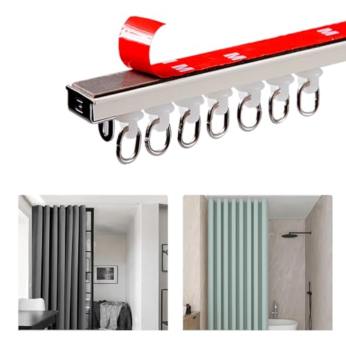 Binario Per Tende Da 1-6 Metri Scorrevole, Binario Per Tenda A Soffitto, Montaggio A Soffitto O A Parete, Bastone Tenda Binario A Soffitto Con Rullo Sistemas Di Binari, Facile Installare(Size:1.7M/(5. - 3