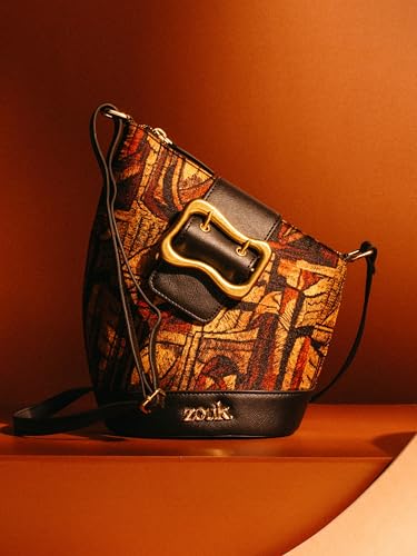 Image of ZOUK Women's Ardha Sling Bag | Black Vegan Leather Crossbody Bag | Asymmetric Silhouette| Adjustable Strap