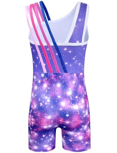 Image of HOZIY Gymnastics Leotards for Girls with Shorts Toddlers Biketards Rainbow Unicorn Dinosaur Mermaid Leopard Flower Galaxy