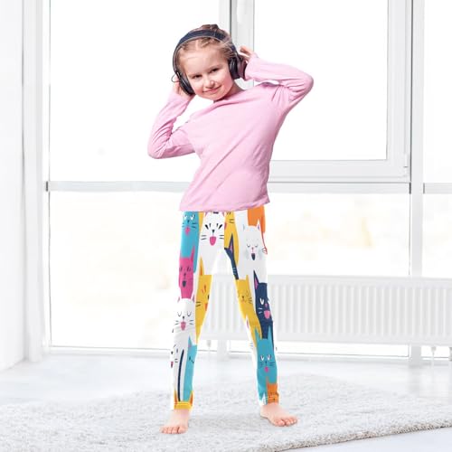 Toddler Girls Leggings Printed Yoga Pants Leggings White Yellow Pink Cat for Kids4
