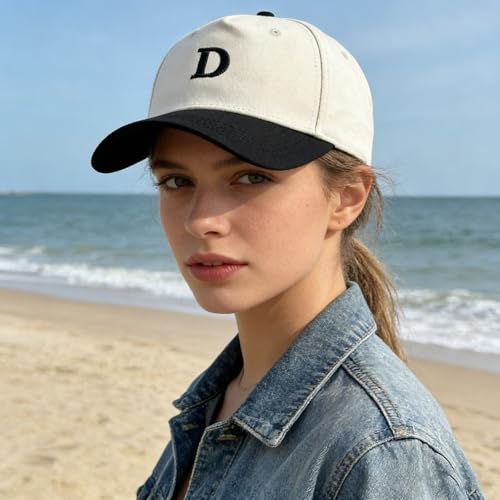 Gorra ajustable negra con bordado de letras A-Z miniatura 3