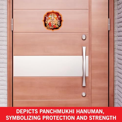 Image of BerryBox Panchmukhi Hanuman MDF StickerWall Frame Door Vastu Dosh Rectification Remedy Of Home, Office And Factory MDF Photo Poster with self adhesive tape 4 inch (Style 2)