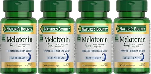 Natures Bounty Super Strength Melatonin 5 mg Softgels 90 ea (Pack of 4)