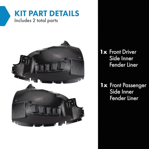Image of TRQ Front Driver and Passenger Side Inner Fender Liner Set Compatible with 2014-2021 Ram ProMaster 1500 2500 3500 without Fog Lights