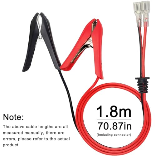 DAOKAI Batterie Krokodilklemmen 12V 24V PVC Kupferkern Batterieklemme Clip-On mit Quick Splice Crimp Lock Terminal Verlängerungskabel 18AWG 1.8m für Batterieladung
