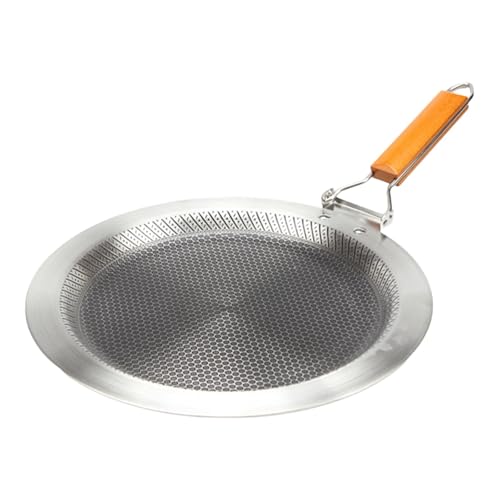 FashionCha Sartén Antiadherente de Acero Inoxidable Sartén Grill Redonda Mango Abatible Placa Plana sin Recubrimiento Compatible con Cocina Eléctrica Adecuada, 30 Centimetros
