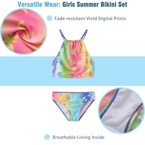 Image of Girls 3 Piece Swimsuits for Teen Girls Bikini Set with Skirt Hawaiian Bathing Suits Beach Swimwear 3-16 Years