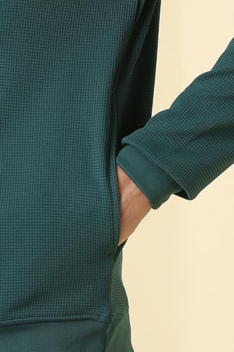Image of Allen Solly Men's Cotton Blend Casual Sweatshirt with Half Zip and Straight Pocket