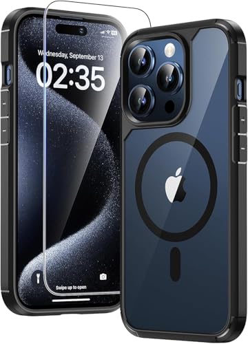 TAURI Coque Magnétique pour iPhone 15 Pro Max,Noir