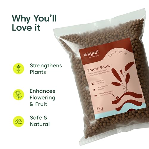 Image of Kyari Potash Boost Organic Fertilizer for Flowering & Fruiting Plants - Natural Plant Food for Hibiscus, Rose, Tomato, Citrus - Home Garden Bloom Booster - 100% Natural for Plant Parents