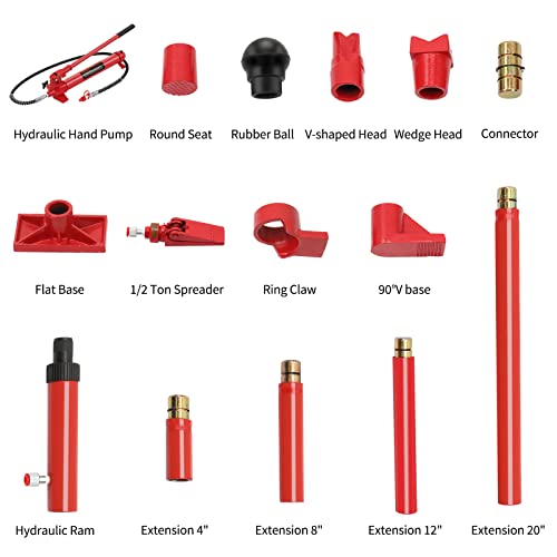10 Ton Porta Power Hydraulic Jack Body Frame Repair Kit Auto Shop Tool Heavy Set #TOP5