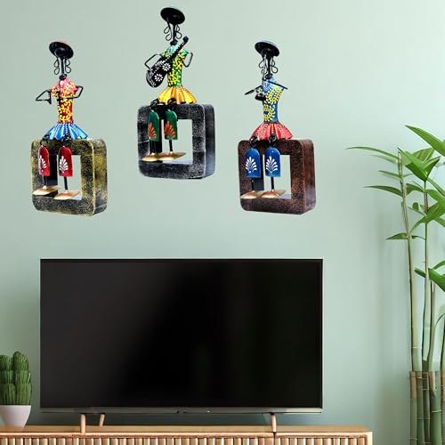 Musician Dolls Wall Hanging Metal Showpieces Handmade Iron Home Decor Tabletop Statues for Living Room, Decorative Items for Home Wall, Festive Gifting, Housewarming Present — photo — 7 of 9