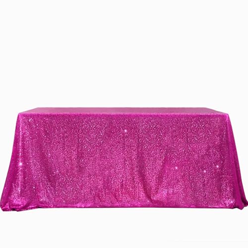 Image of B-COOL Rectangle Fuchsia Sequin Tablecloth Glitter Tablecloth Wedding Party Sequence Table Cloth for Christmas 60x102-Inch