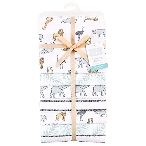 Image of Hudson Baby Unisex Baby Cotton Flannel Receiving Blankets Bundle, Modern Neutral Safari, One Size