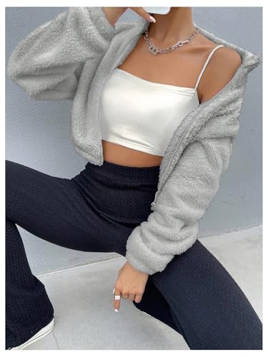 SOLY HUX Women's Faux Fur Zip Up Jackets Fuzzy Long Sleeve Cropped Jacket Outerwear4