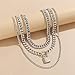 Jumwrit Chunky Chain Necklace Punk Layered Choker Necklaces Cuban Link Chain Necklace with Lock Pendant Necklace Statement Necklace for Women（Silver）
